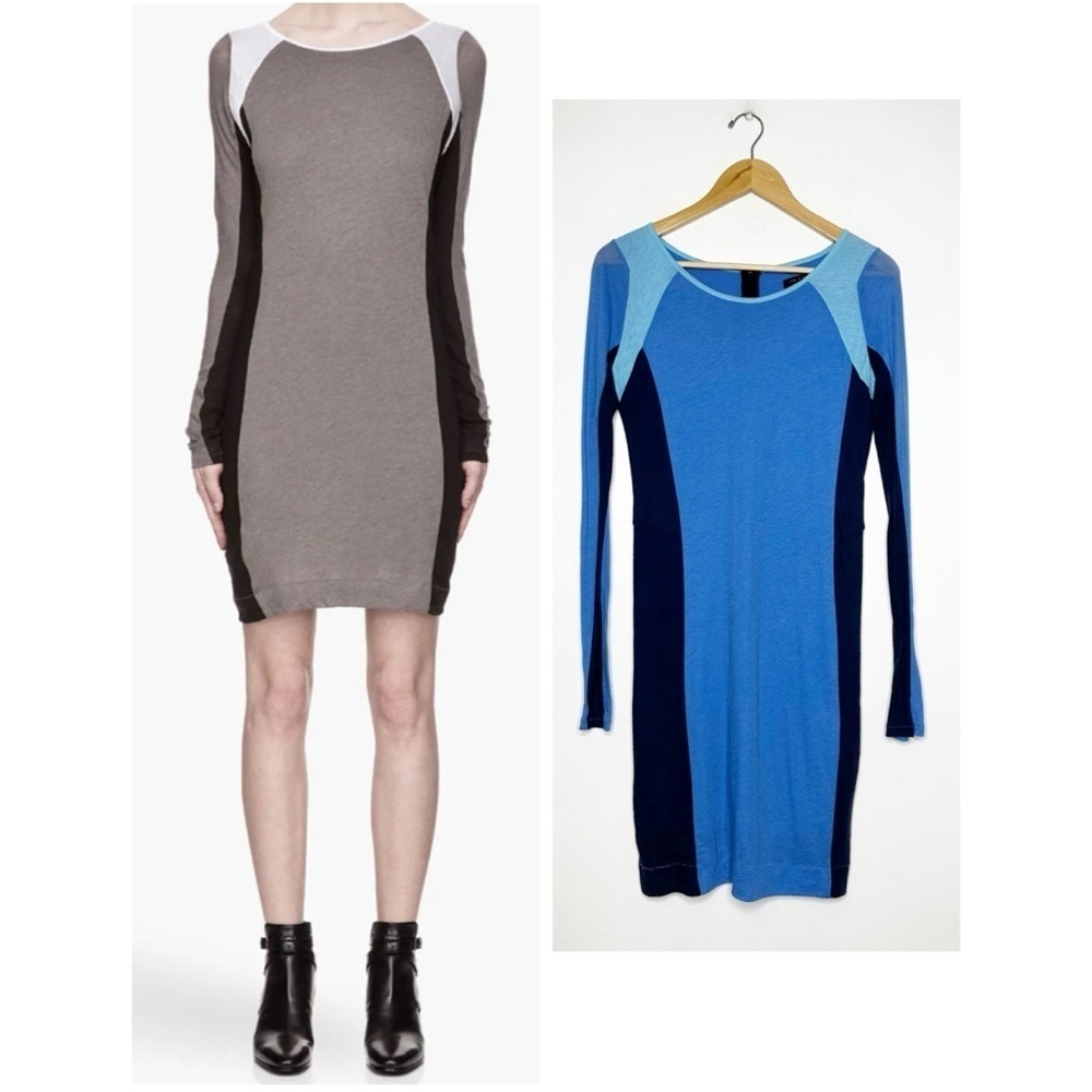 Rag & Bone NEW!! Blue Color Block Long Sleeve Mini Dress Size Small